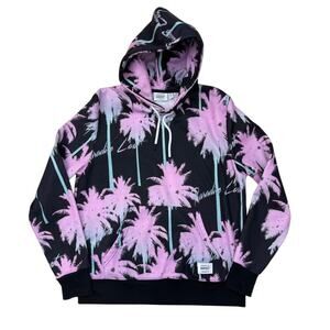 Conspiracy by Wesc Paradise Lost pink black palm trees tropical hoodie Medium